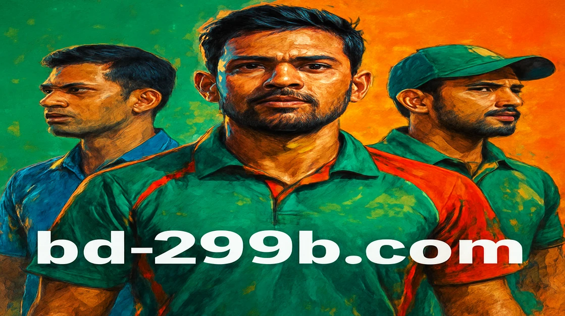 বাংলাদেশ ক্রিকেট দল মাঠে নড়াচড়া করছে, স্ক্রিনে 299b গেমিং সম্ভাবনা ও লাইভ ম্যাচ পরিসংখ্যান দেখা যাচ্ছে।